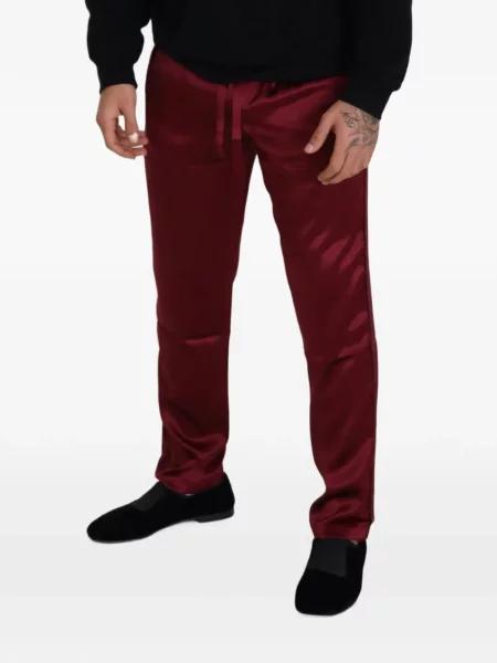 Pantaloni Dolce & Gabbana de mătase cu cordon roșu