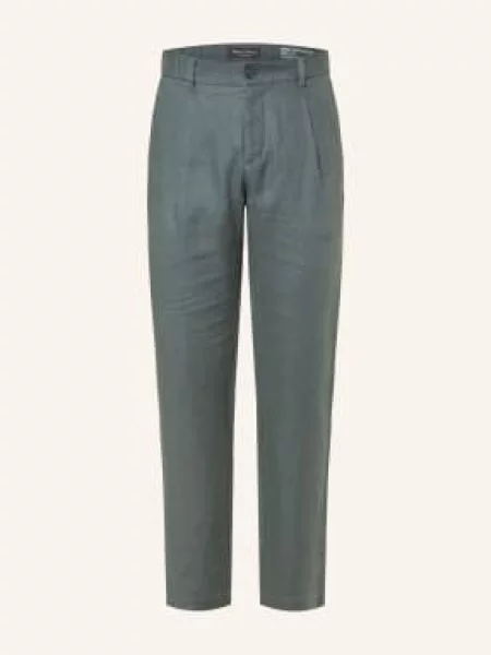 Marc O'polo Lněné Chino Kalhoty S Zužujícím Se Střihem tmavě šedá