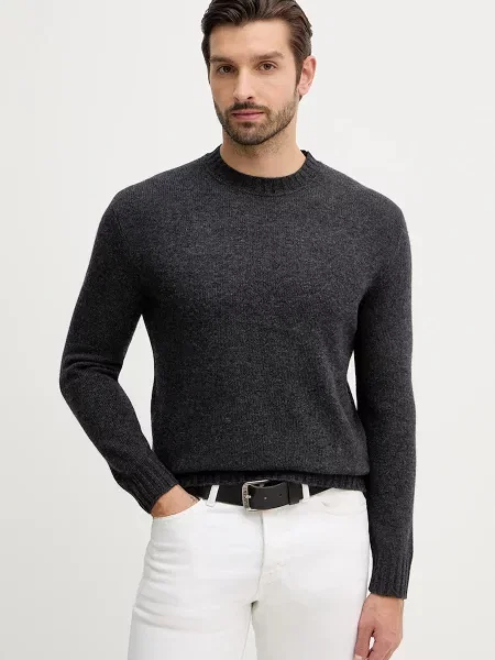 Пуловер с вълна Sisley от лека материя сиво