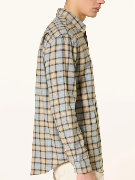 Arket Flanelová Košile Bennet Relaxed Fit / velbloudí / tmavě hnědá šedá