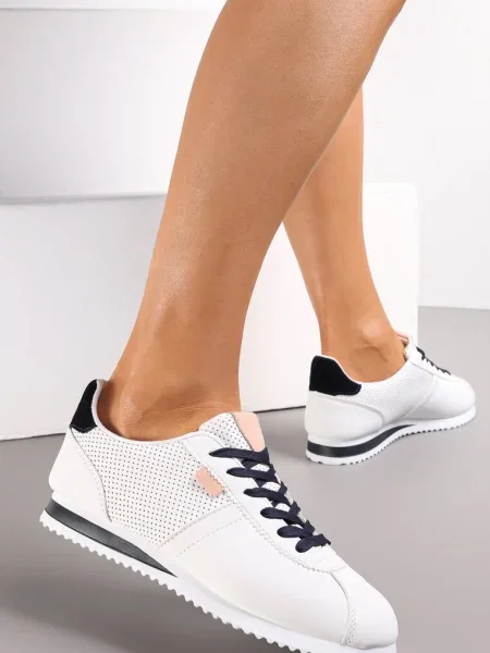 Sneakers Albi și Roz cu Cusături Phyrise alb