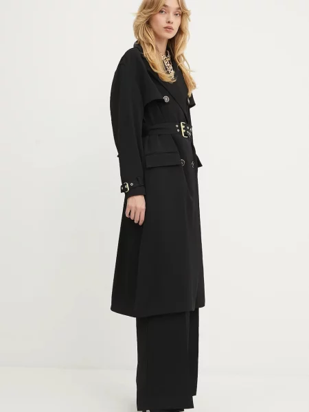 Marciano Guess trencz z domieszką wełny NINA przejściowy dwurzędowy czarny