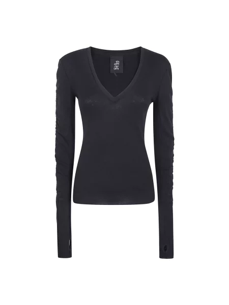 Sweter Thom Krom z dekoltem w serek czarny