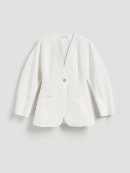 Reserved Blazer cu un singur nasture alb