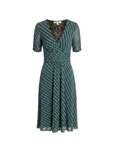 Rochie midi Dvf Diane Von Furstenberg cu imagine cu imprimeu geometric albastru
