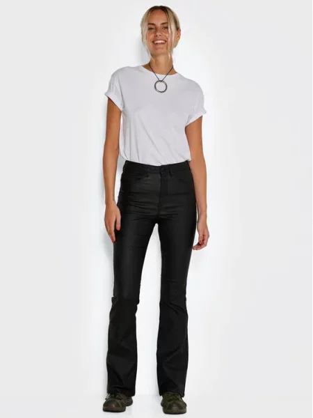 Noisy May Παντελόνι από απομίμηση δέρματος Sallie Skinny Fit μαύρο
