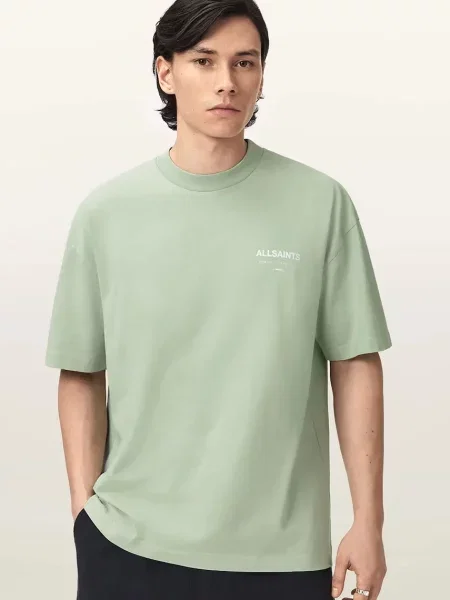 AllSaints Tricou Underground mentă / alb verde