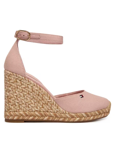 Tommy Hilfiger Espadrile Flag High Wedge Espad Closed Toe ružičasta