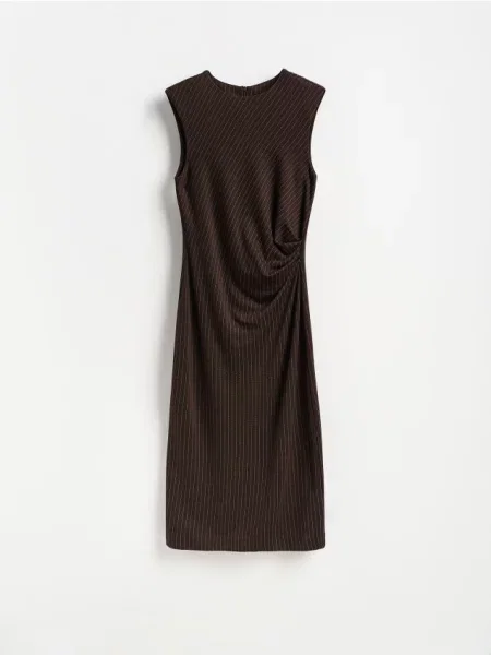 Reserved Rochie midi în dungi maro-închis maro