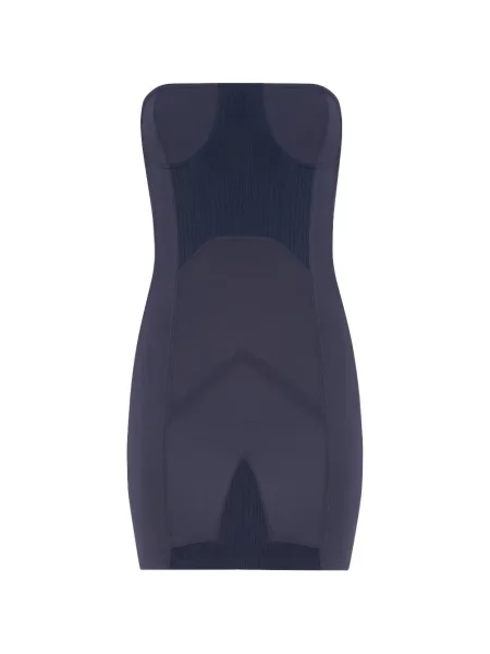 Sukienka mini Jean Paul Gaultier bez ramiączek garniturowa niebieska
