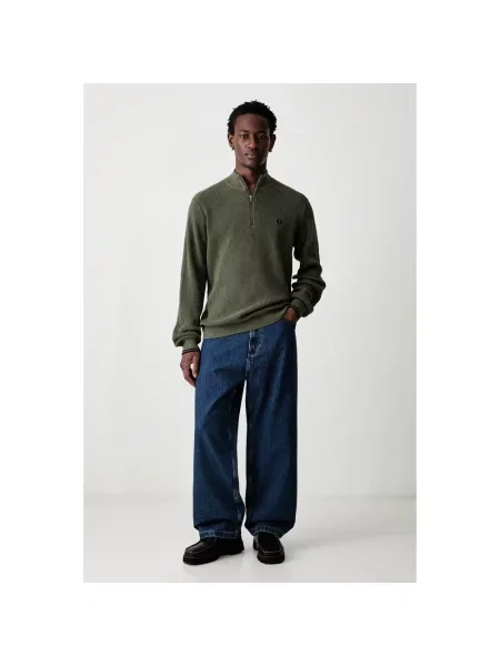 Fred Perry sweter z bawełną zielony