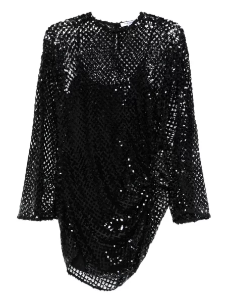 Mała sukienka mini The Attico z siateczką garniturowa czarna