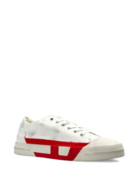 Ριγέ sneakers Diesel με φθαρμένο εφέ λευκό