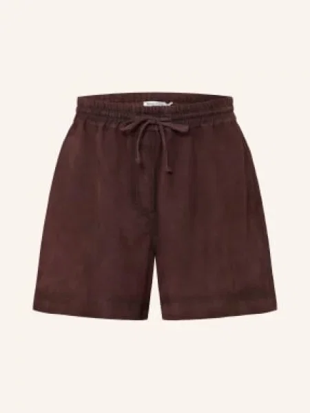 Marc O'polo Denim Kožené Šortky tmavě hnědá