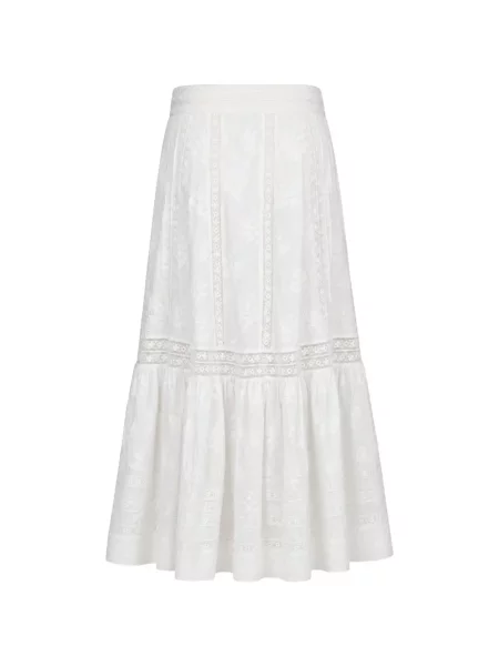 Fusta maxi Loveshackfancy alb