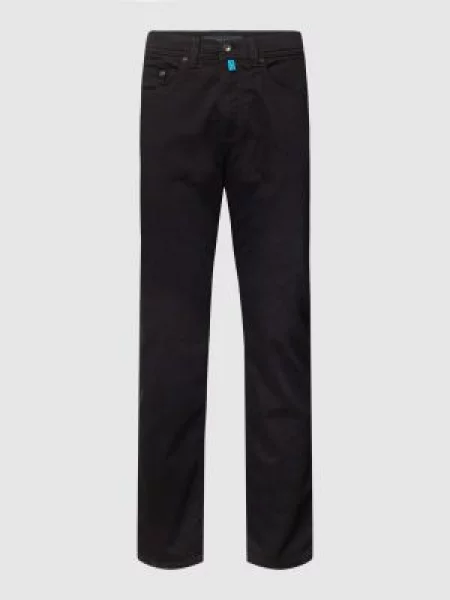 Jeansy o kroju tapered fit z naszywką z logo ‘Lyon’ Pierre Cardin czarny