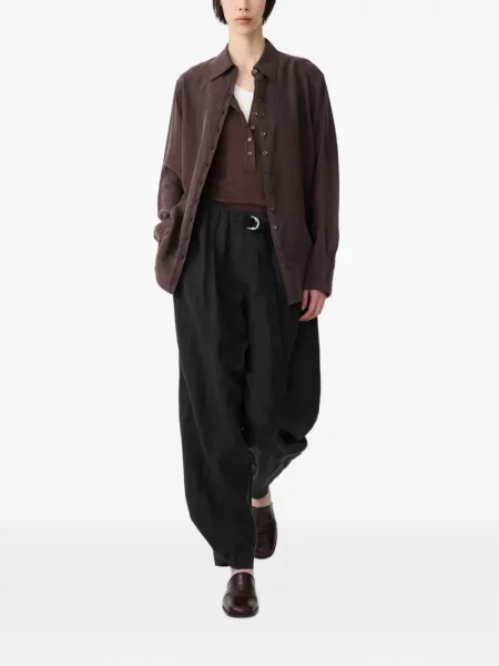 Cămașă Studio Nicholson din țesătură twill maro