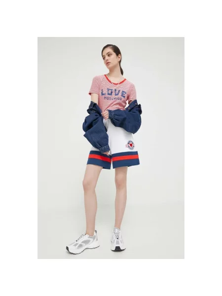 Szorty Love Moschino z wysoką talią białe