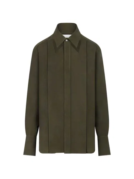 Cămașă Victoria Beckham de mătase verde
