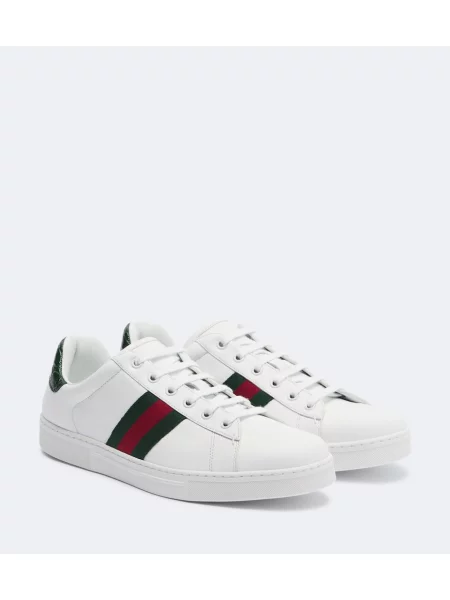 Sneakerși Gucci Ace din piele cu dungi alb