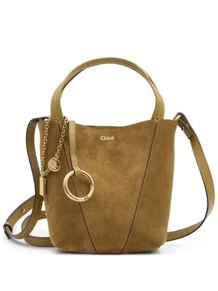 Geantă shopper Chloé din piele de căprioară verde