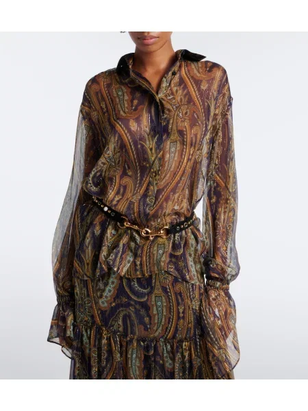 Cămașă Etro de mătase cu model paisley