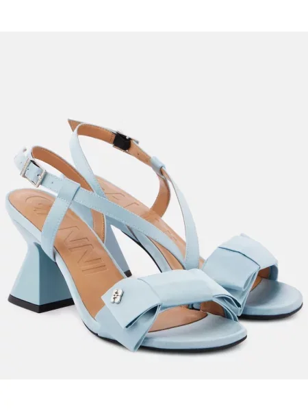 Sandale Ganni cu funde din satin albastru