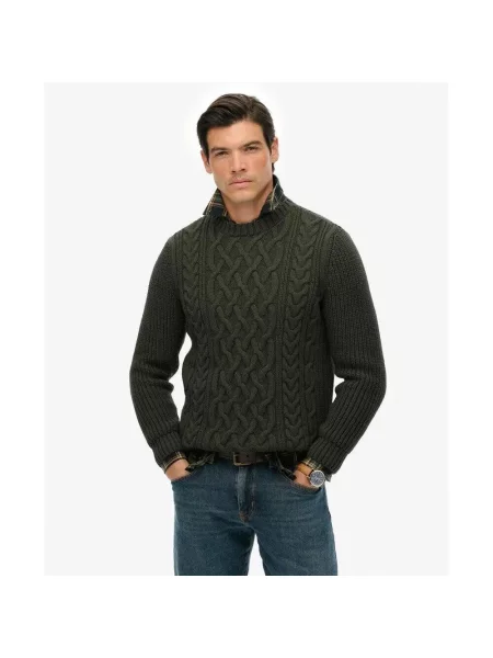 Sweter w warkocze Superdry Jacob zielony