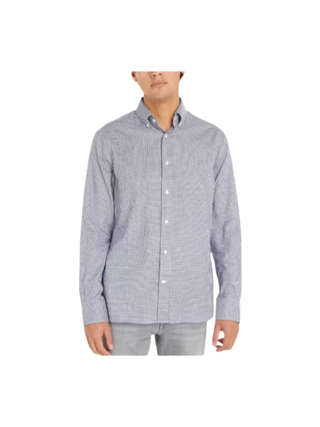 Koszula Tommy Hilfiger w kratkę z twillu niebieska