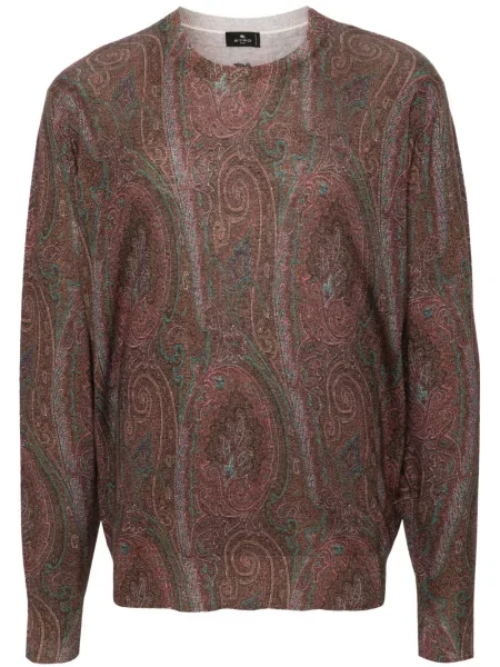Pulover Etro cu model paisley din jacard maro