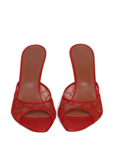 Домашни пантофи Amina Muaddi с дантела червено