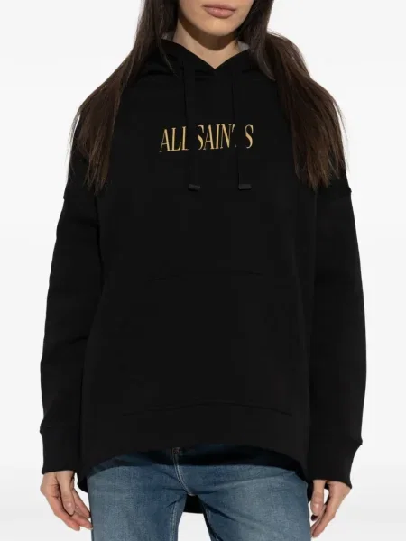Hanorac cu glugă Allsaints cu imagine negru