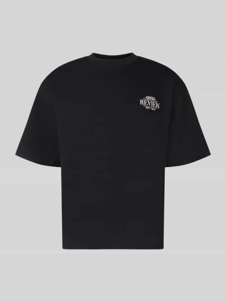 T-shirt o kroju regular fit z czystej bawełny z nadrukiem z tyłu Review czarna
