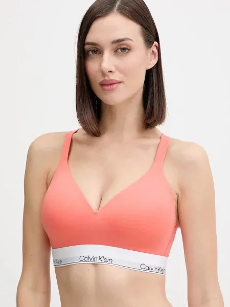 Сутиен Calvin Klein Underwear с изчистен дизайн оранжево