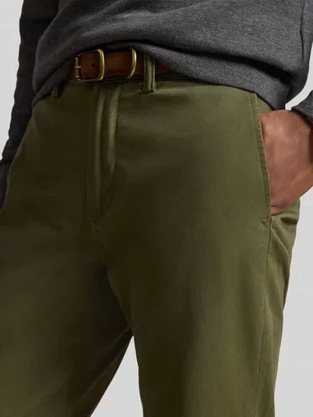Prosty spodnie z mieszanka bawełny Polo Ralph Lauren oliwkowe