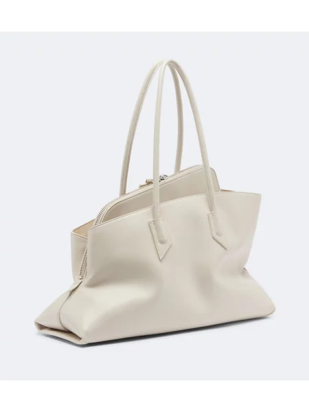 Kožená shopper kabelka The Attico biela