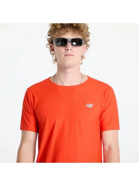 Тениска за бягане New Balance Athletics Jacquard с изчистен дизайн червено
