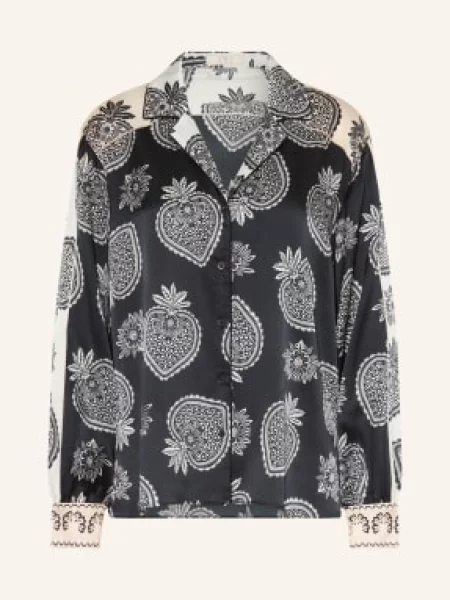 Ivi Collection Bluzka Z Jedwabiu blau biała