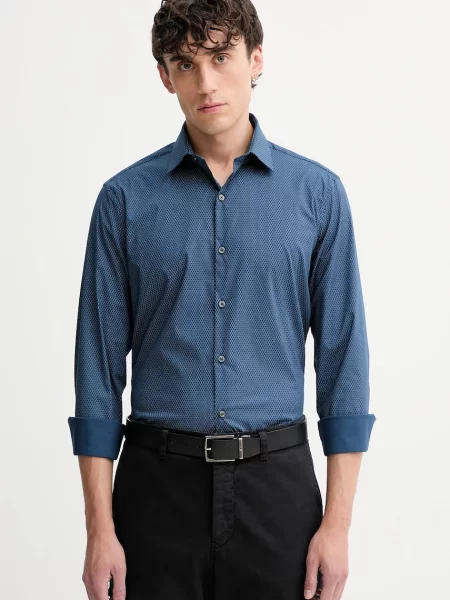 Košile Calvin Klein slim s klasickým límcem modrá