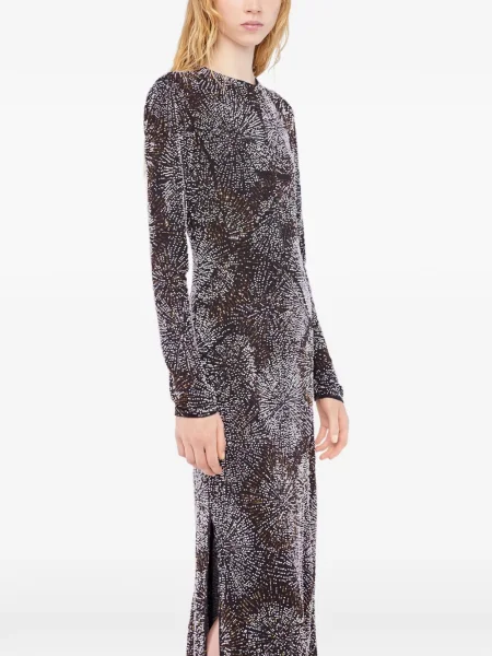 Rochie maxi Rabanne cu perle din crep lungă negru