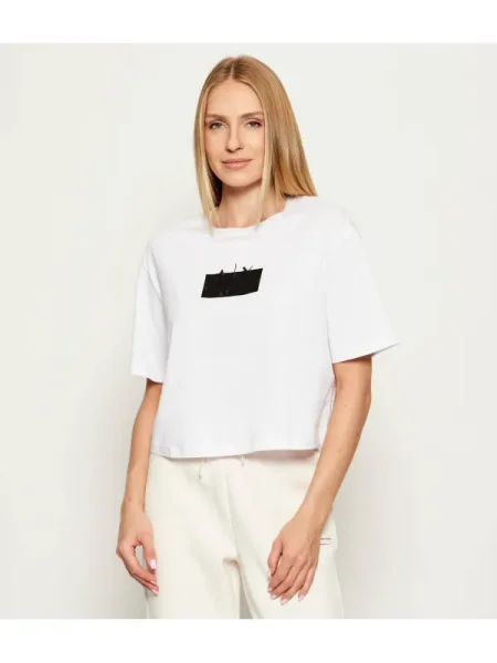 Armani Exchange Tricou | Cropped Fit alb