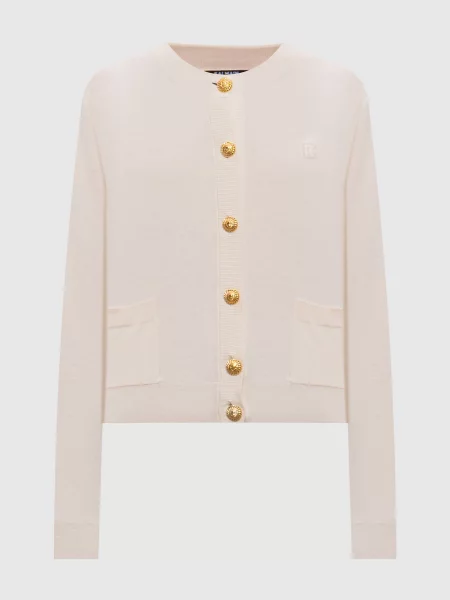 Кардиган з шовком Balmain бежевий