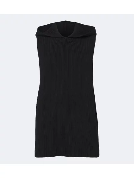 Vestă Rick Owens de lână cu glugă negru