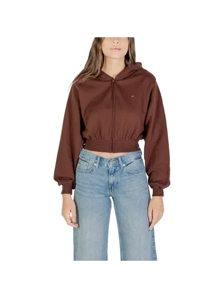 Mikina s kapucí Tommy Hilfiger s kapucí hnědá