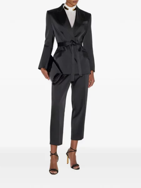 Cu centură geacă Elisabetta Franchi din satin negru