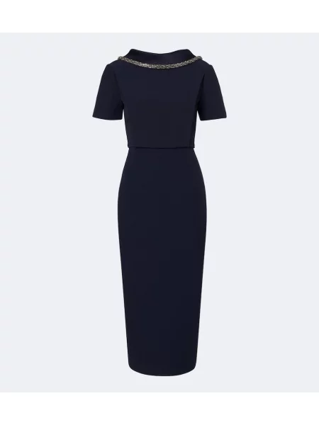 Rochie midi Roland Mouret albastru