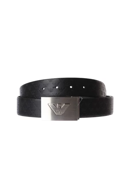 Pasek Emporio Armani skórzany dwustronny czarny