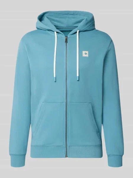 Bluza rozpinana z naszywką z logo i kieszenią kangurka Scotch & Soda błękitna