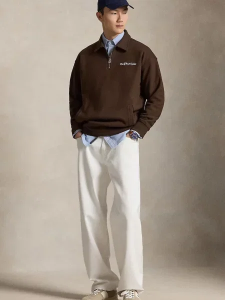 Polo Ralph Lauren bluza z bawełną brązowa
