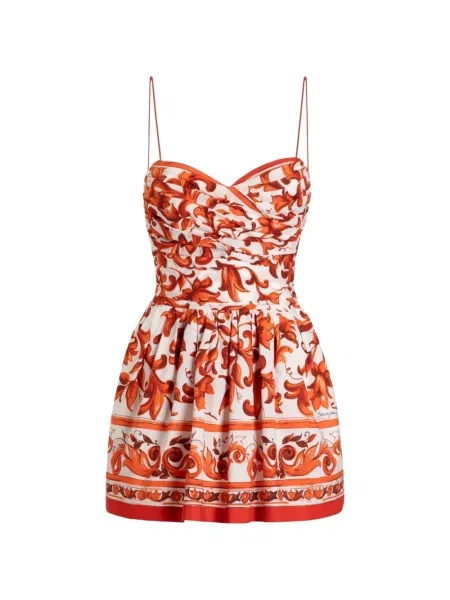 Rochie Dolce & Gabbana cu imagine din poplin portocaliu